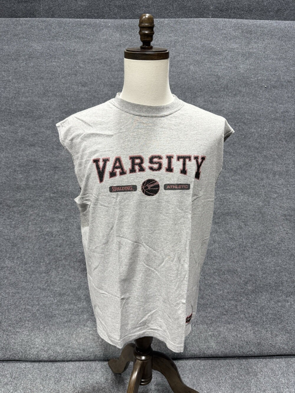 Spalding Mens Sleeveless Athletic Varsity Tank Top Gray Size Large